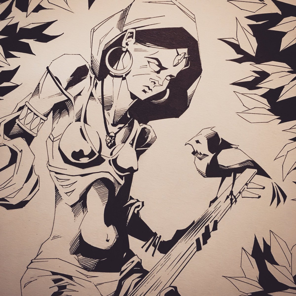 madebyhass's tweet image. Open Chord // #afrofuturism #devadasis #femaleform #nature #sitar #handdrawn #penandink #original #linework #artwork #illustration #mrhass