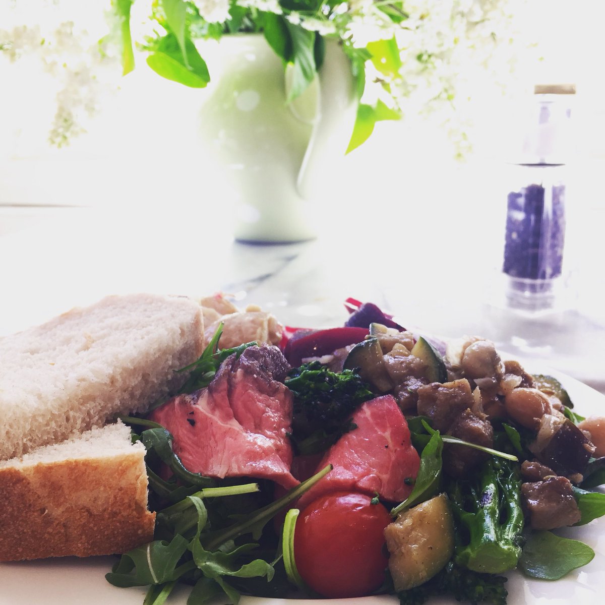 Quick! Sun’s out - time for salad. We have a wonderful selection of vegetarian, meats and fish to mix and match with our freshly made salads. Come and enjoy this healthy option in our lovely garden. #salads #healthyfood