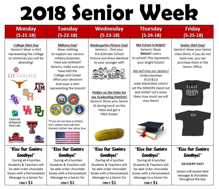 GCM_Stuco's tweet photo. Hey PATRIOTS! Senior Week is coming up! Let's celebrate our Seniors! https://t.co/N2JR7Kv7nm