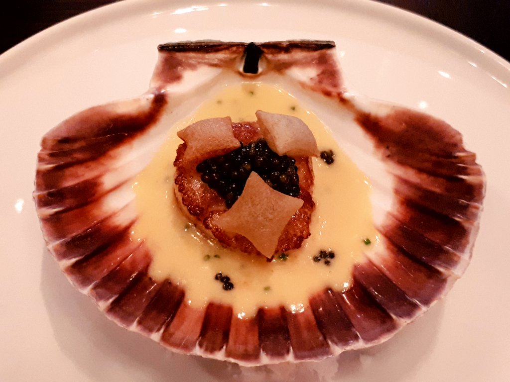 A classic trio: XL Orkney scallop, beurre blanc and caviar
by chef Nicolas Pasquier <a href="/rouxlandau/">Roux at The Landau</a> #London