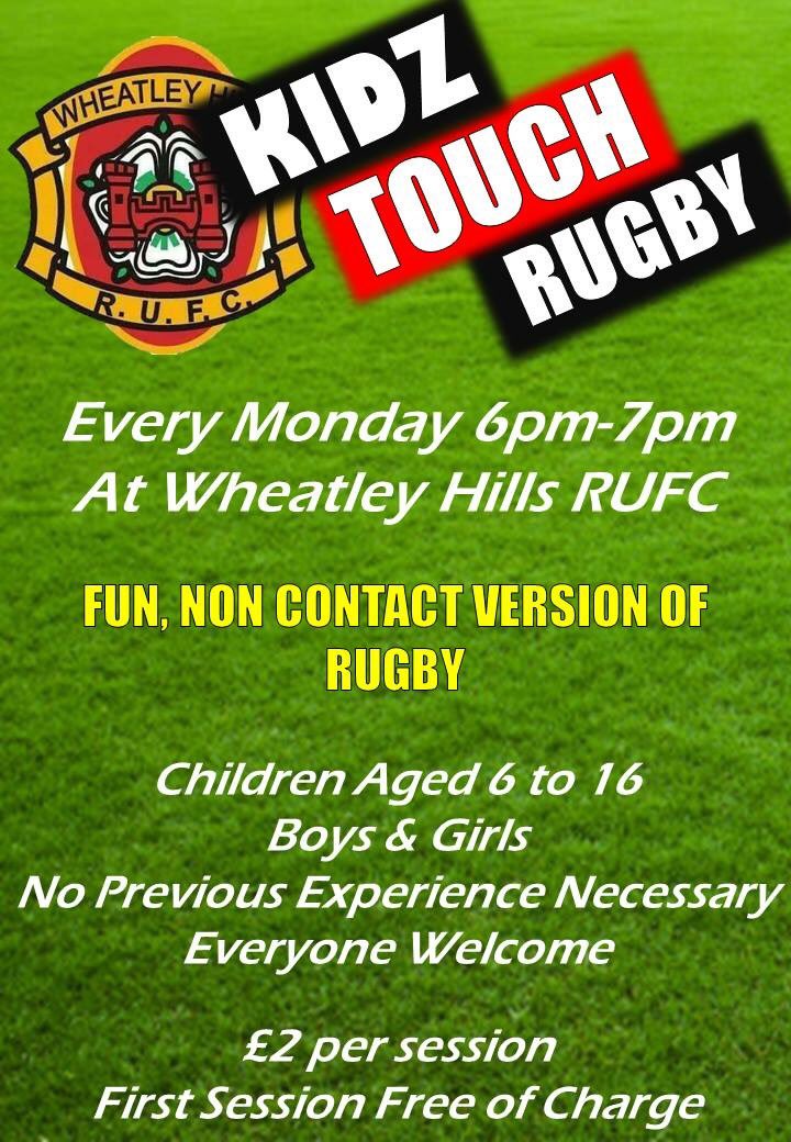 WheatleyHillsRU's tweet photo. It’s Monday which means it’s #KidzTouchRugby tonight.
Everyone aged 6-16 welcome.
Don’t forget there is still time to take advantage of our #FetchAFriend offer and get yourself a FREE session
#DoncasterIsGreat https://t.co/Bojg2Igo7i