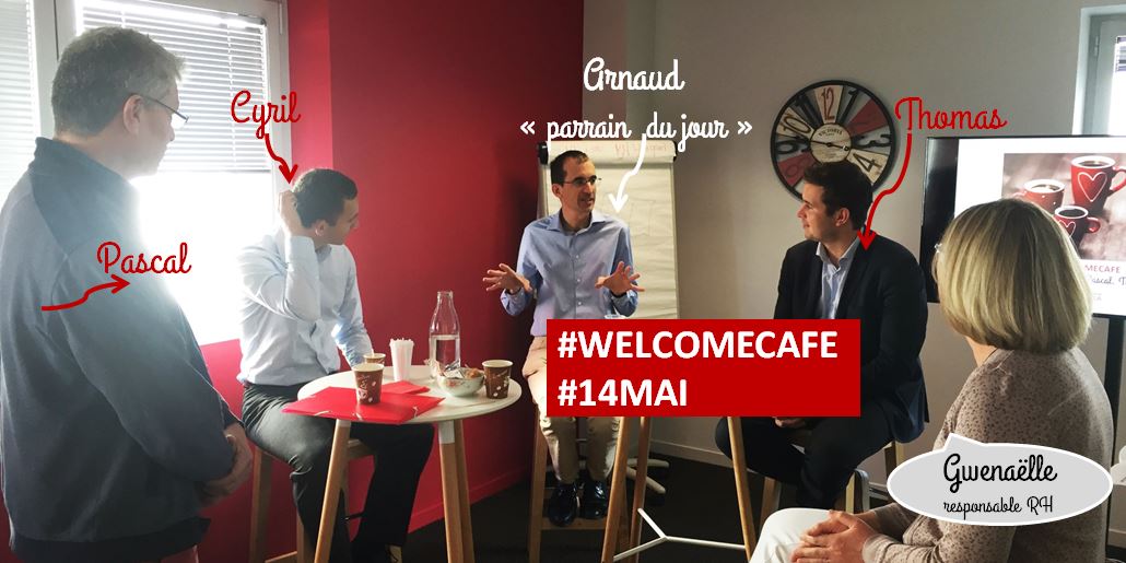 gwena66's tweet photo. #WelcomeCafe☕️✨ Bienvenue Cyril, Pascal &amp; Thomas  #Recrues2018 @JaimeCMArkea @cmarkea #Merci Arnaud le parrain du jour! Partage d'expériences 🔝 #MondayMotivation https://t.co/b6qTjVwjOh