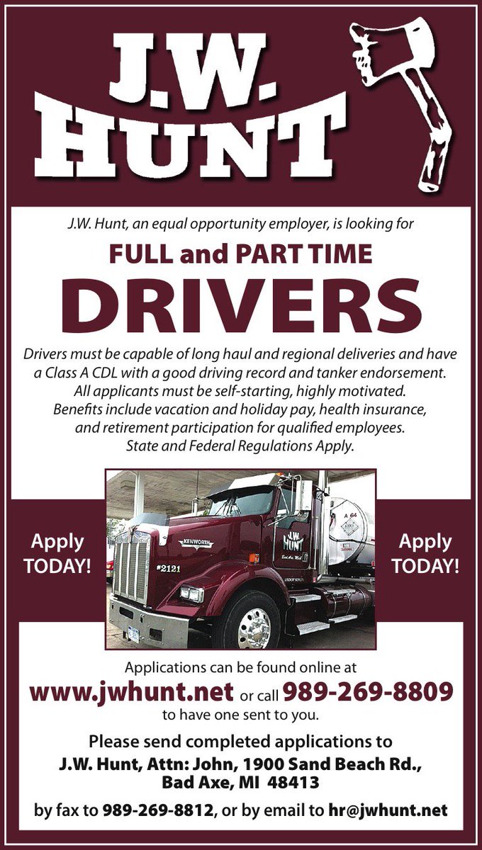 DailyTelegram16's tweet photo. #TruckDriversWanted #JWHunt #EmploymentOpportunity #CDLA #FullTimeOpening #PartTimeOpening #Trucking #Logistics #TecumsehMI #BadAxeMI #AdrianMI #SouthEastMI https://t.co/NBh5tytQde