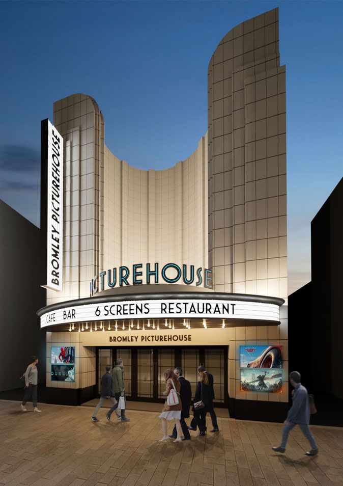 peterdanneng's tweet photo. Bang the gong! The Bromley #Picturehouse refurbishment is set to light-up the high street with restored #ArtDeco facade and interiors, additional two screens, bar/restaurant and wheelchair access #goldenage #MondayMotivaton https://t.co/vXv6w2mXOc