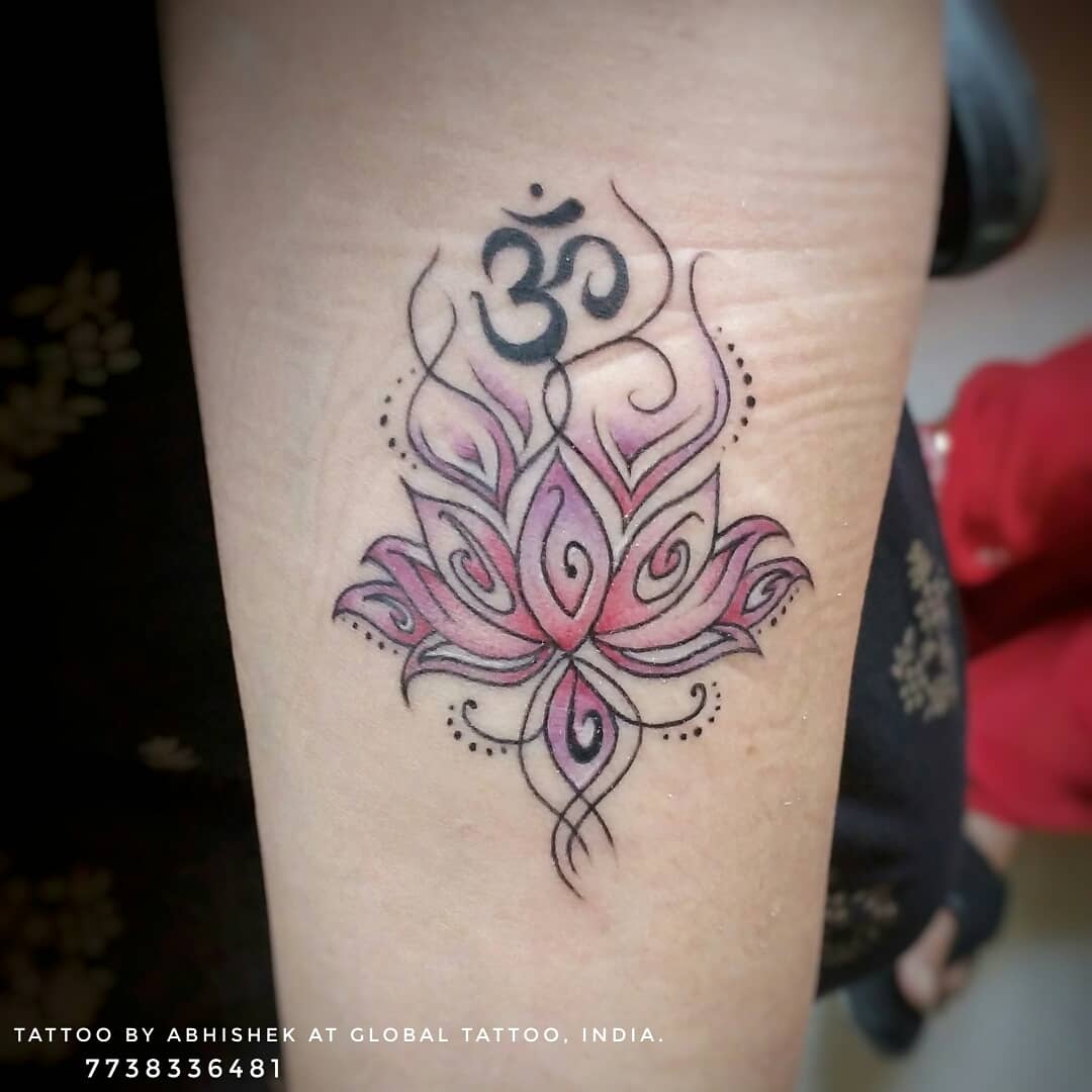 Tattoo uploaded by Sri Nithya Padmarupanada • Om symbol #om #hindu  #spiritual #kundalini #blackandgrey #stipple #necktattoo #lotus • Tattoodo