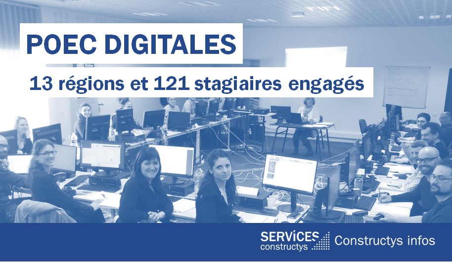 Constructys_'s tweet photo. POEC digitales dans le BTP : 13 régions et 121 stagiaires engagés ds projet expérimental ! 10 semaines de formation, 75% de formation à distance >pour le 1er bloc de Compétences du Titre Professionnel de Technicien du Bâtiment. Grâce à @Afpa_Formation ! https://t.co/omo2IkXjQv https://t.co/6yDAbrEolm