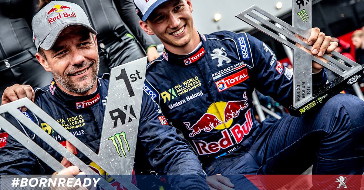 peugeotitalia's tweet photo. 🏆 🏆 Doppio Podio al Campionato del Mondo FIA di Rallycross #WorldRX! @SebastienLoeb al 1° posto e @Timmy_Hansen al 3°. Un grande risultato che premia il duro lavoro del nostro Team #PeugeotTotal Racing! #BornReady #WRX2018 #PeugeotSport https://t.co/cwaKMnY7BN