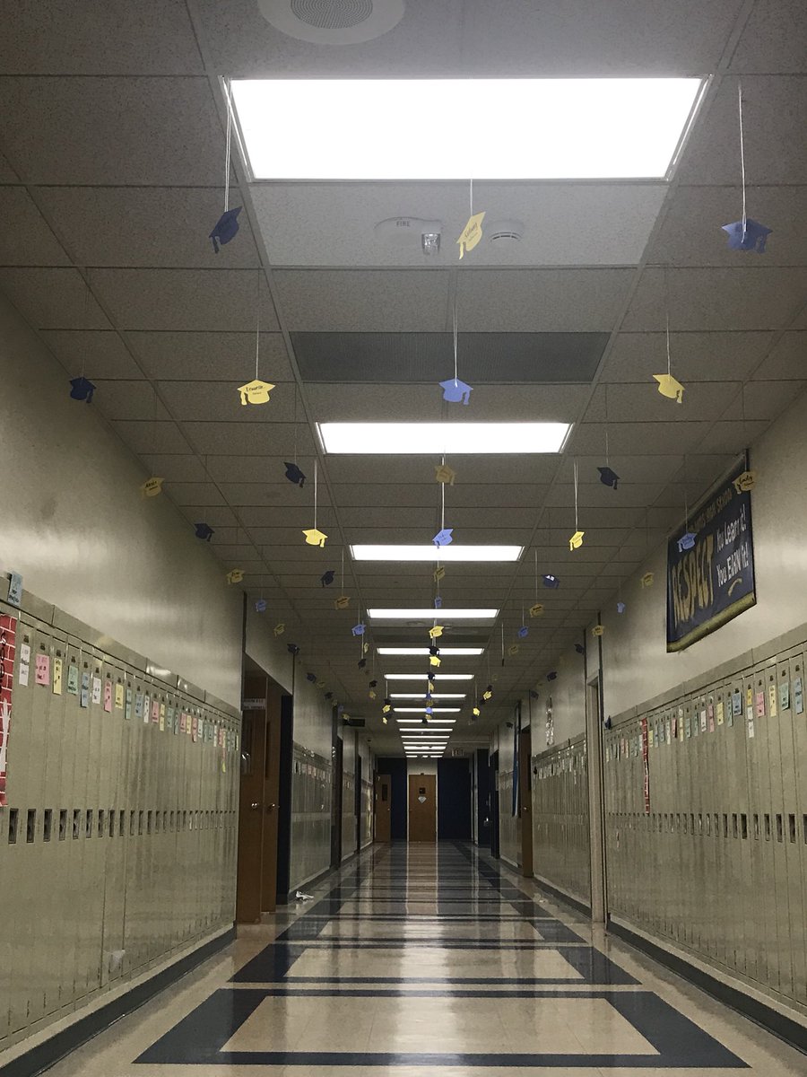 StinsonAli's tweet photo. Senior hallway lined with personalized graduation caps and special messages on senior lockers!  Their time here is winding down and I can’t wait to see the impacts they make on our world! #BDNPLN @BunsenBurned @J_Renaissance @drphilcampbell @mikesmithlive https://t.co/MuOAUGvmnD