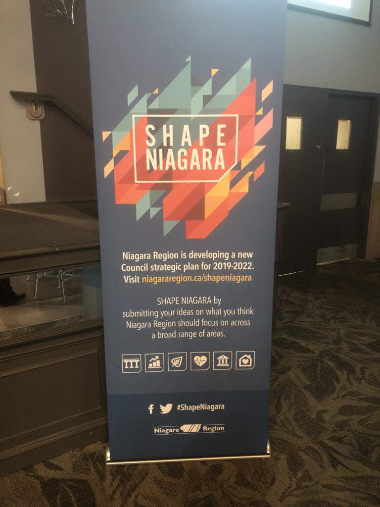 downtownbench's tweet photo. Attending the @NiagaraRegion #ShapeNiagara #strategicplanning so much discussion already on #smallbusiness #agriculture  and #tourism and what is or could be #NiagaraRegions role looking forward 2019-2022. Amazing round table discussions. https://t.co/NDzerAOHNY