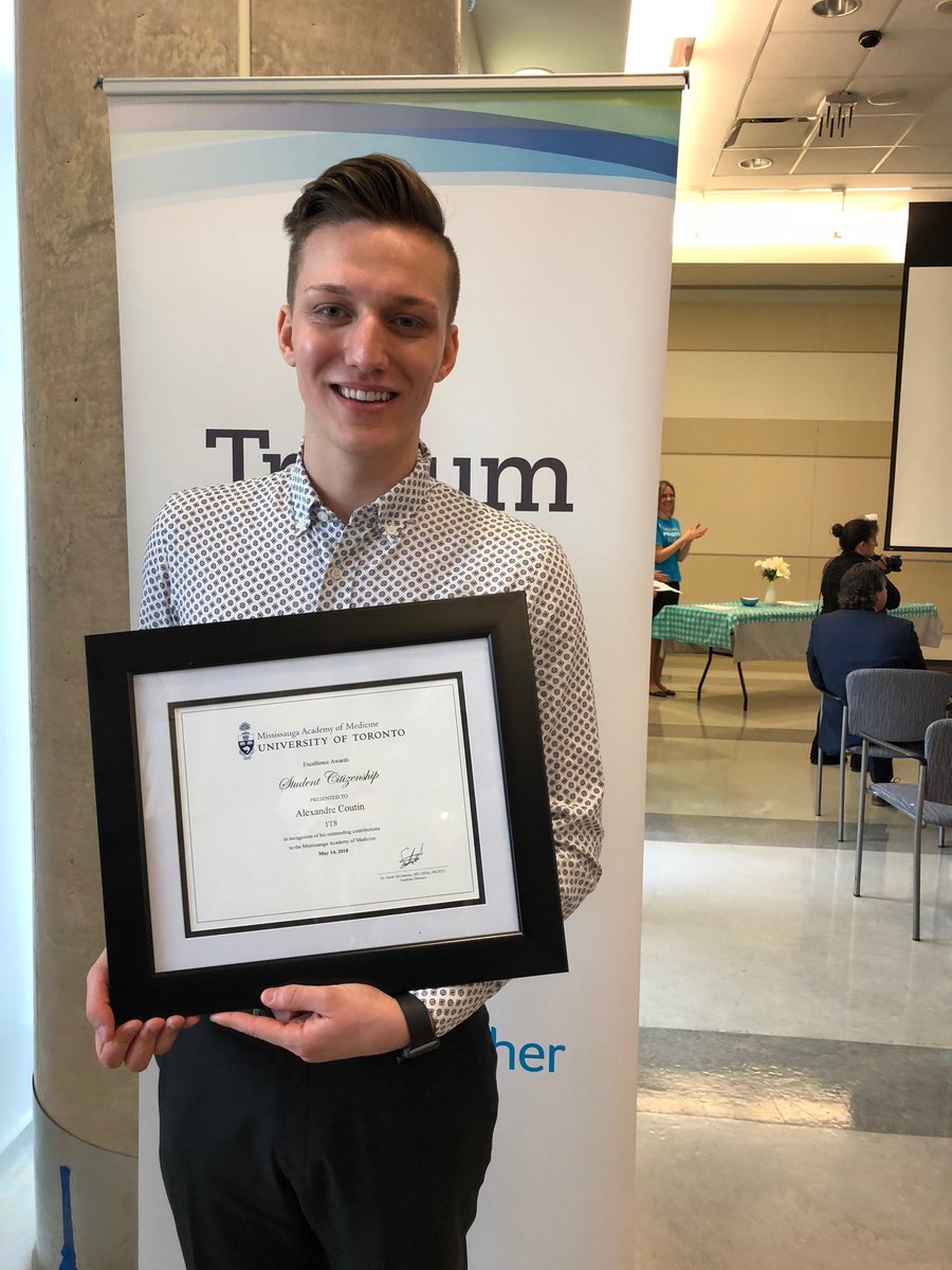 drafreeland's tweet photo. Congratulations @Alex_Coutin for winning the student citizenship award @uoftmedicine presented @#BetterTogether week @Trillium_Health. Well deserved for his great leadership in diversity and equity. https://t.co/Vuz2D5b054