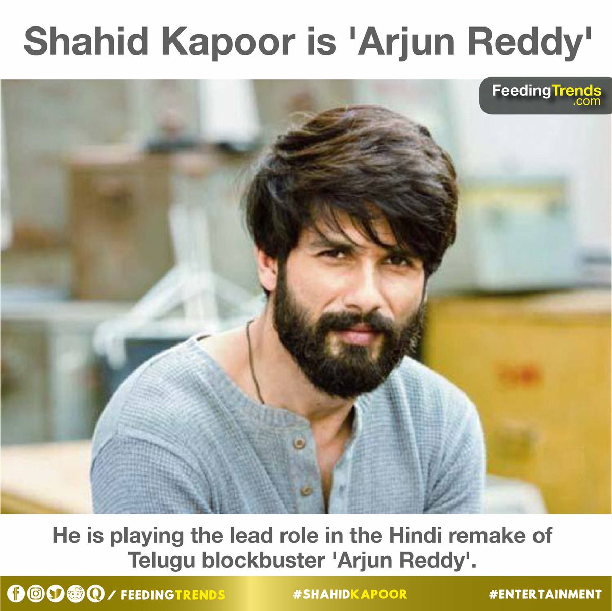 FeedingTrends_'s tweet photo. Shahid Kapoor confirms Arjun Reddy remake, will play Vijay Deverakonda’s role in the film. The boy is back ! #shahidkapoor #arjunreddy #telgu #bollywood #Shahid #MondayMotivaton #filmnews #feedingtrends #feedly #Trends #Karwaan #winwithtechno #Trending #WhistlePodu #BackToWork https://t.co/hZHDJjAUcL