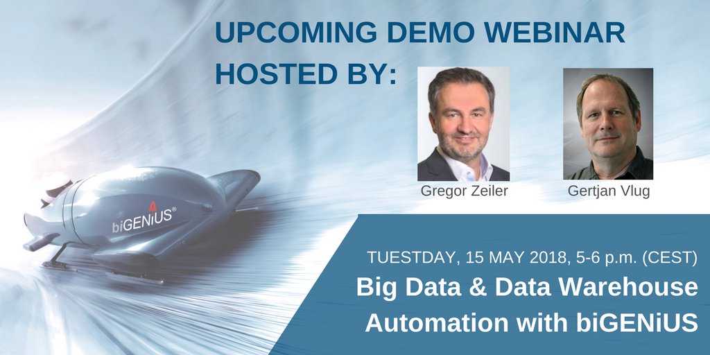 biGENIUS_DWA's tweet photo. Join us tomorrow in a #biGENiUS live demo! https://t.co/DOljtAS1kc
Learn how to easily and rapidly build, maintain and modernize analytical data solutions without unnecessary manual effort. #Analytics #DataWarehouse #BusinessIntelligence #BigData #DataManagement #DWaut https://t.co/imLy3fqvWv