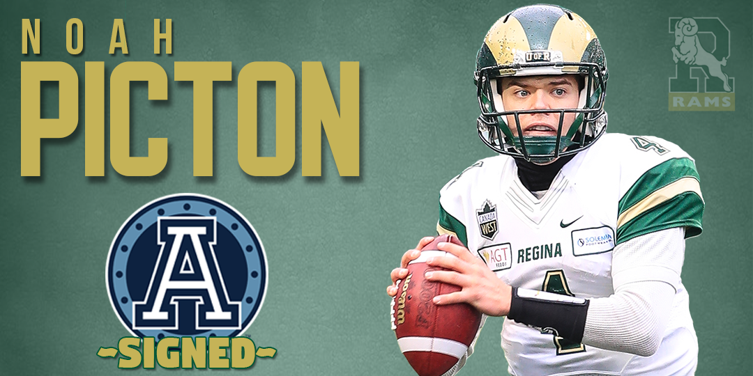 reginarams's tweet photo. It's official! The @TorontoArgos have inked Rams quarterback Noah Picton.

Toronto's season opener is June 15 against the Riders at Mosaic Stadium. Just sayin'. #WeAreUofR

📝 | https://t.co/JXgb6KePy4 https://t.co/hSKBncXkNG