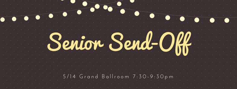 Senior Send-Off is tonight! Come out to Marvin Center Grand Ballroom for good food, drinks, and fun!