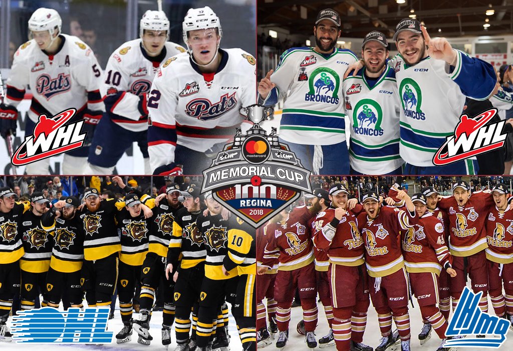 Final 4 is set for #MCMemorialCup!

Host <a href="/WHLPats/">Regina Pats</a> joined by #CHL champions <a href="/SCBroncos/">Swift Current Broncos</a>, <a href="/BulldogsOHL/">Brantford Bulldogs</a>, <a href="/ABTitan/">Titan Acadie-Bathurst</a> competing in <a href="/CityofRegina/">City of Regina</a>’s <a href="/BrandtCentre/">Brandt Centre</a> May 17-27.

#MMC100 TICKETS &amp; INFO: mastercardmemorialcup.ca