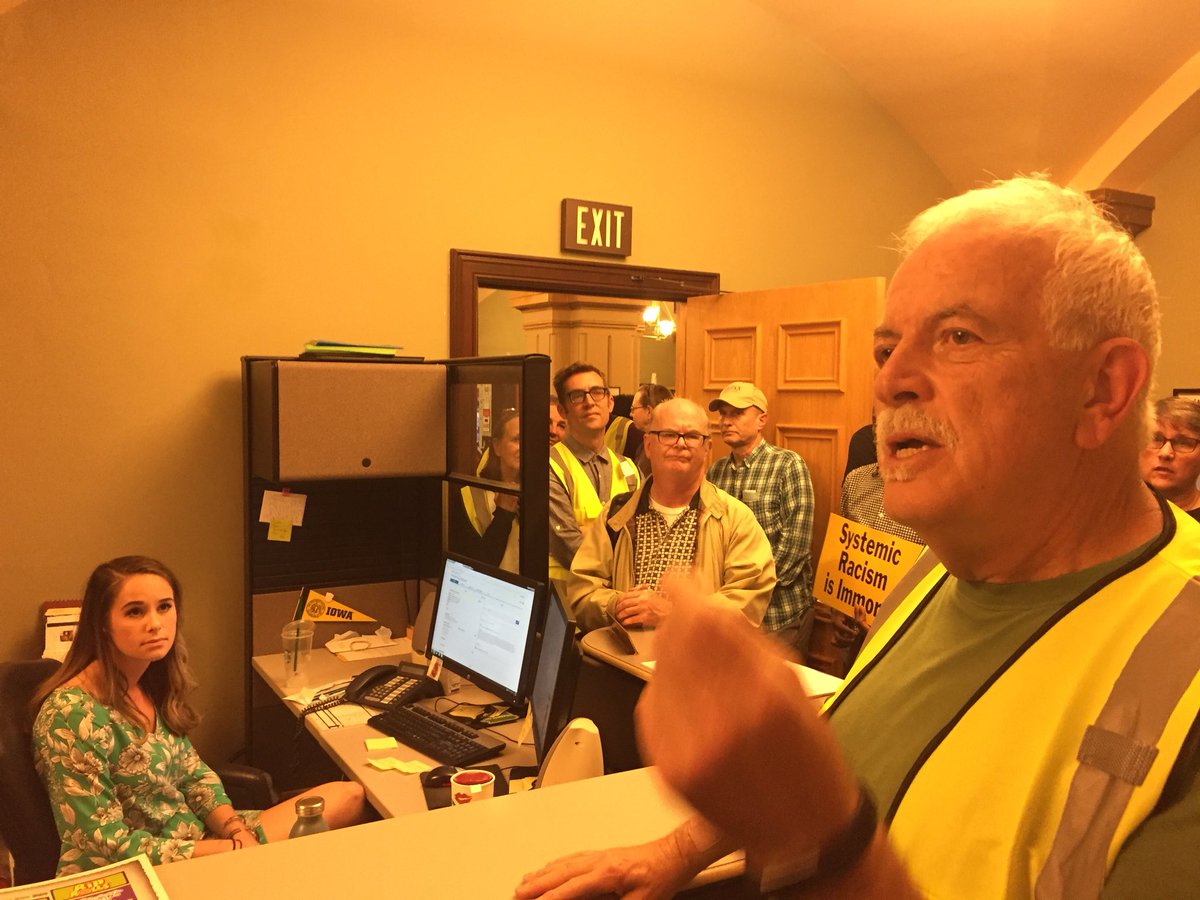 iowacci's tweet photo. This gentleman is a high school teacher, son of a teacher. “I was so hopefully that when collective bargaining rights were gutted, someone would step in and say, ‘This isn’t Iowa. We don’t do this to teachers. Where did my state go?” #UnionStrong #PoorPeoplesCampaign #ppciowa https://t.co/1n2mtXtcuy