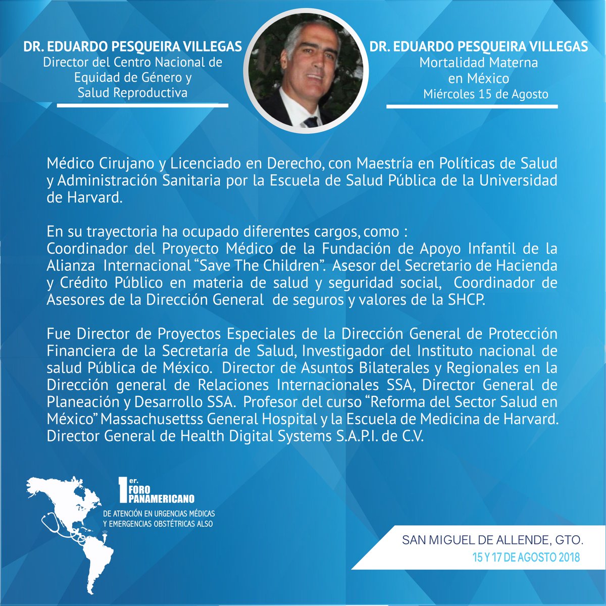 Dr. Eduardo Pesqueira Villegas, Director del Centro Nacional de Equidad de Género y Salud Reproductiva: Médico Cirujano y Licenciado en Derecho. Nos honra con su asistencia a nuestro 1er Foro Panamericano PACE. ¿YA RESERVASTE? goo.gl/NJ5HL8 #SomosPACE