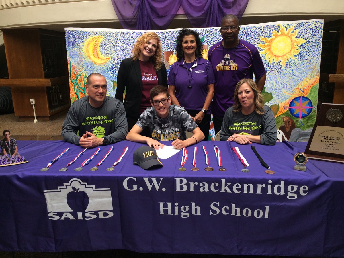 SAISDAthletics's tweet photo. Brackenridge senior Sebastian Gutierrez signs with Texas Lutheran University to play tennis at the next level. Making SAISD proud! https://t.co/v46sD1sJZv