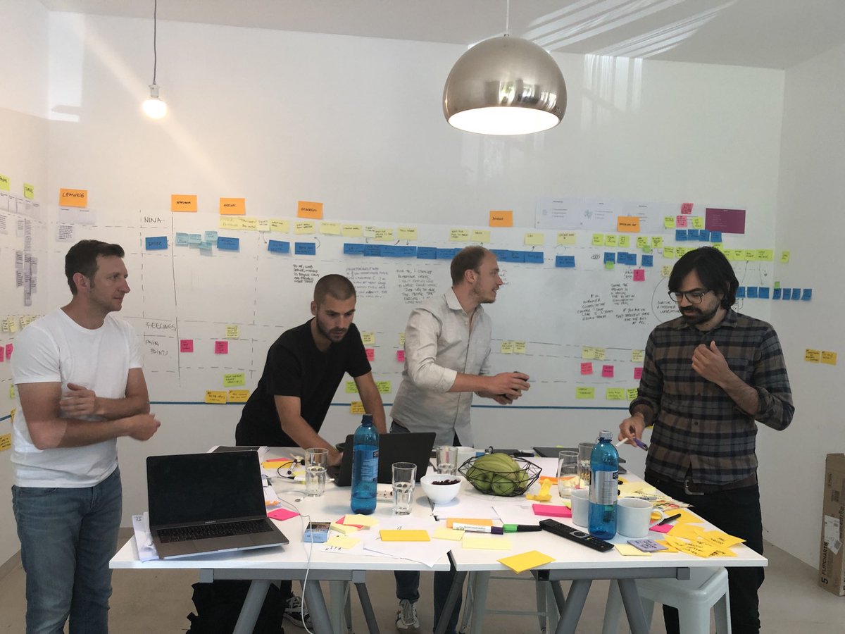 dsprint_academy's tweet photo. Even if it feels messy at times or even overwhelming, synthesizing research data with the help of #CJMs and #serviceblueprints really helps you discover unique opportunities! Great #problemframing day with super enthusiastic people. #DesignSprint #designsprintsdoneright https://t.co/l97wK6Vxlg