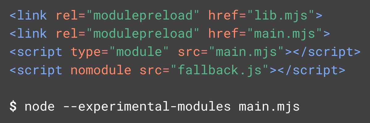mathias's tweet image. JavaScript modules now work in all major browsers, and Node.js has experimental support!
It’s now possible to run the exact same modules, in the exact same files, both on the web and on Node.js. 🤯