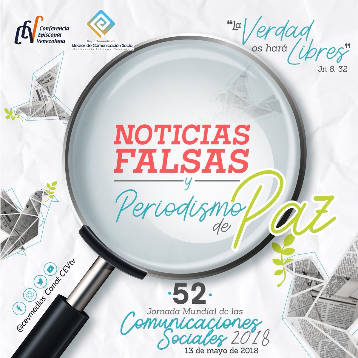 CEVmedios's tweet photo. #JMCS2018 MENSAJE DEL SANTO PADRE FRANCISCO PARA LA 52 JORNADA MUNDIAL DE LAS COMUNICACIONES SOCIALES 2018 https://t.co/ocFV8bgZYN https://t.co/fgDN4qqjWR
