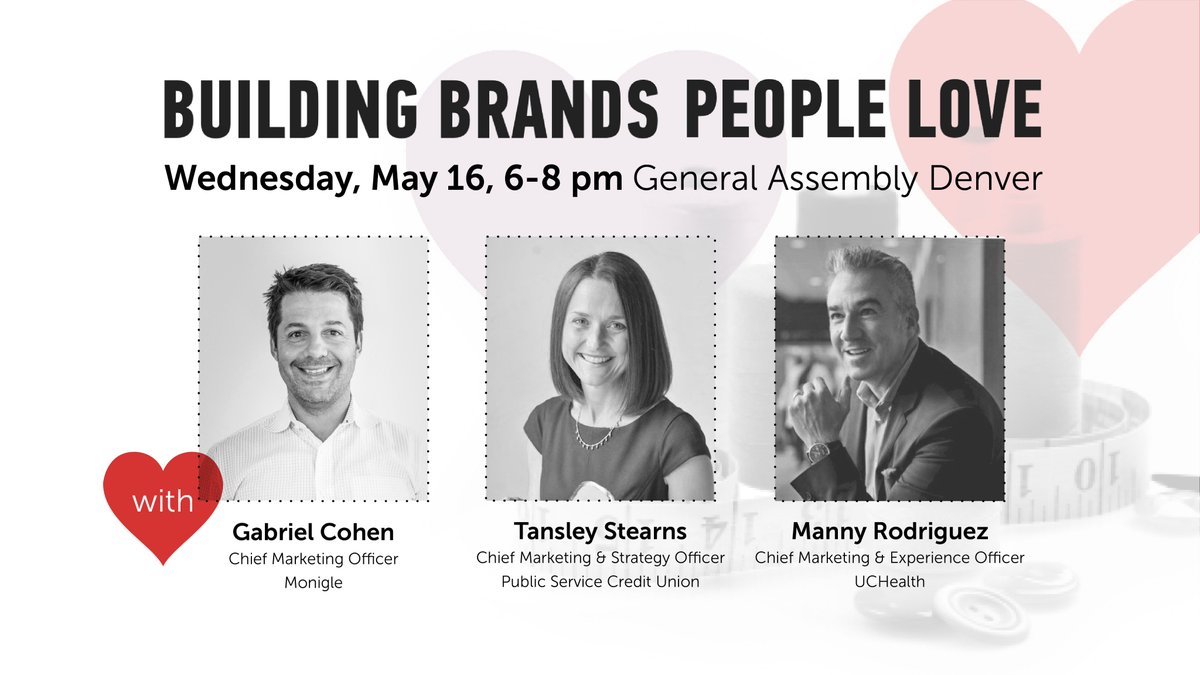 Monigle's tweet photo. #brands and #love: What could be better? Join @tansleys of @pscucolorado, Manny Rodriguez of @UCHealth and our own @gpccohen for this free event at @GA #Denver https://t.co/gcXRXBCn5m https://t.co/fD0YWtMdEN