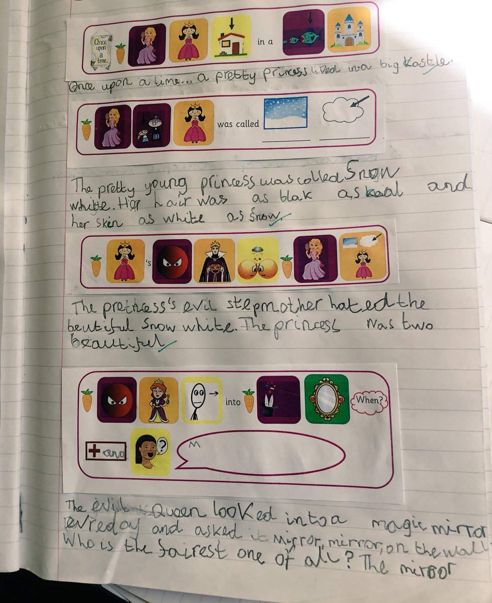 Using colourful semantics to retell the story of Snow White = a huge improvement in sentence structure. Super work Year 4 #EAL #ColourfulSemantics @GreatOaksFed