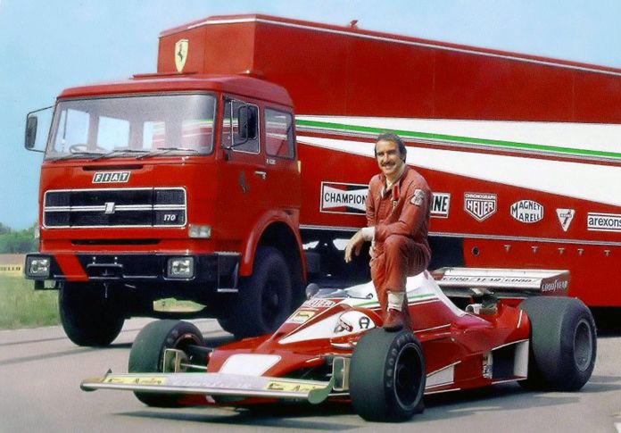 Quartamarcia's tweet photo. Ferrari 312 T2, Fiat 170, Clay Regazzoni. C'è tutto. https://t.co/KPLZEOqIvd