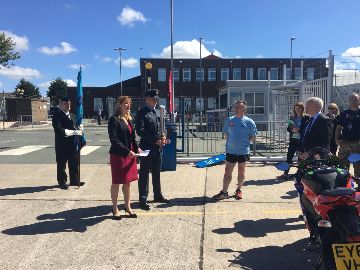 BAESystemsplc's tweet photo. Our military aircraft sites in #Lancashire have become one of a few to receive a visit from the @RAFBatonRelay team today. Watch our employees celebrate our enduring partnership with @RoyalAirForce #RAF100. Watch the video of the baton's journey today at https://t.co/kqHEpNhkSV https://t.co/IxLSE7Y8F0