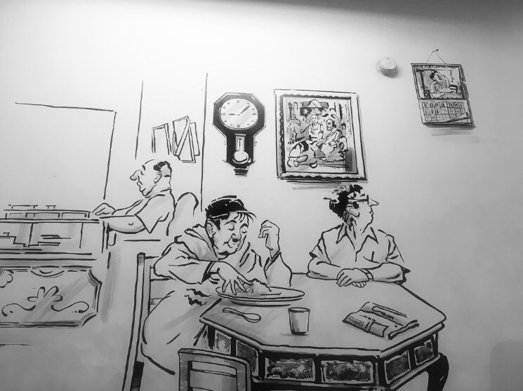 _Priyanka03's tweet photo. Absolutely loved this #wallart at a quaint, little #restaurant in city of joy, #Kolkata ❤️
#RKNarayan #Calcutta #mural https://t.co/AisjhTGDA5