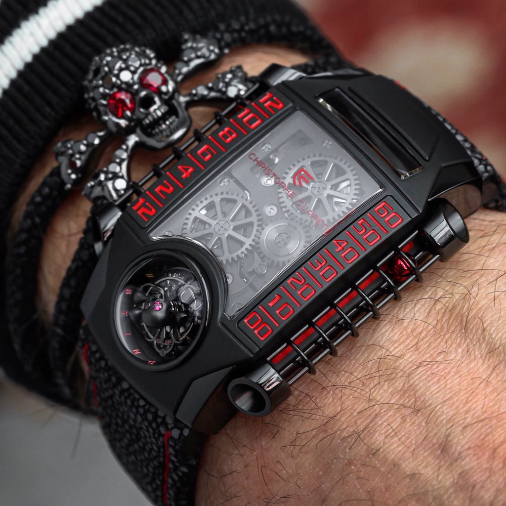 Claret_Time's tweet photo. Momento mori, the dark side of the force. 
Natural born rebel, the #XTREM1 StingHD is the mix between mechanical innovation and contemporary design while using the Swiss legacy of haute horlogerie. 
8 pieces limited edition https://t.co/C1sp27rPBh