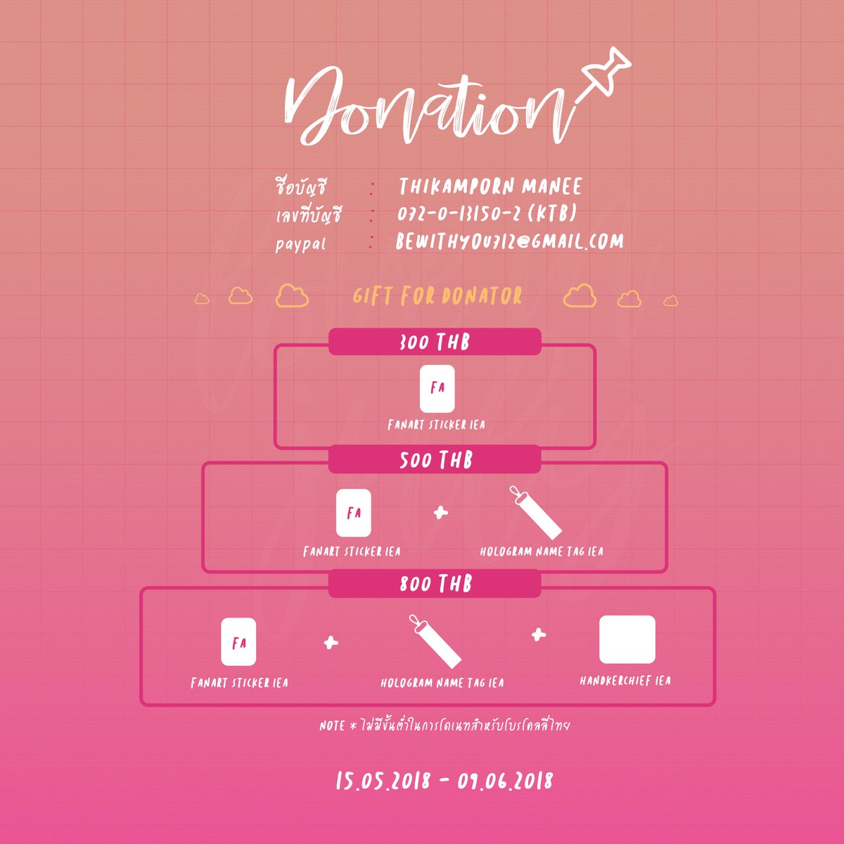Loveinjuly_0712's tweet photo. LOVE IN JULY🍭

VROMANCE's 
2nd Anniversary Project

รายละเอียดสำหรับโปรเจคฉลองครบรอบเดบิ้วท์ 2 ปีโบรแมนซ์ของทางบ้าน Be with you 

สามารถโดเนทได้ตั้งแต่วันนี้ - 9 มิ.ย.61

*ไม่มีขั้นต่ำในการโดเนท*

ฟอร์มแจ้งโอน 💌https://t.co/ze4tqjtVB0

สอบถามเพิ่มเติมทาง DM นะคะ https://t.co/nHFyagamu6