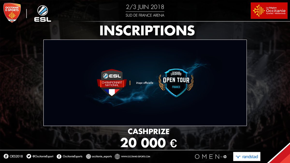 Occitanie Esports Montpellier #OES2022 (@occitanieesport) on Twitter photo .<a href="/ESLFrance/">ESL France</a> te donne rendez-vous à l'#OES2018 pour une nouvelle étape du #LoLOpenTour : le championnat ESL !
💰 20 000€ de cashprize pour te voir dominer la Faille de l'invocateur les 02-03 juin prochains à la <a href="/SDFArena_Mtp/">Sud de France Arena</a>
occitanie-esports.com/news/les-ecn-l… .<a href="/ESLFrance/">ESL France</a> te donne rendez-vous à l'#OES2018 pour une nouvelle étape du #LoLOpenTour : le championnat ESL !
💰 20 000€ de cashprize pour te voir dominer la Faille de l'invocateur les 02-03 juin prochains à la <a href="/SDFArena_Mtp/">Sud de France Arena</a>
occitanie-esports.com/news/les-ecn-l…