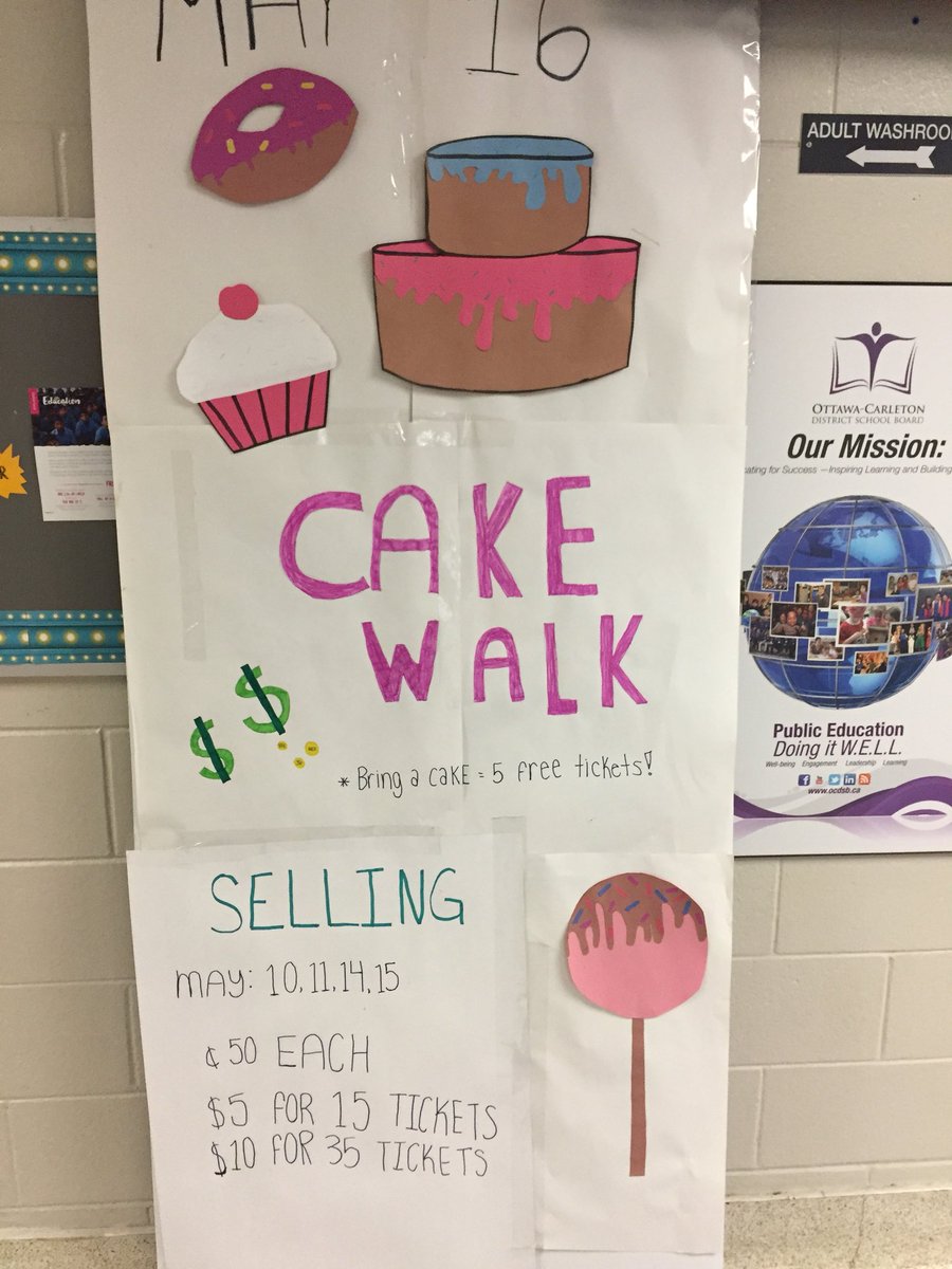 HCentennialPS's tweet photo. Our cake walk is all set for Wednesday May 16th. Bring your appetite! @OCDSB https://t.co/LWtwVkFEaS