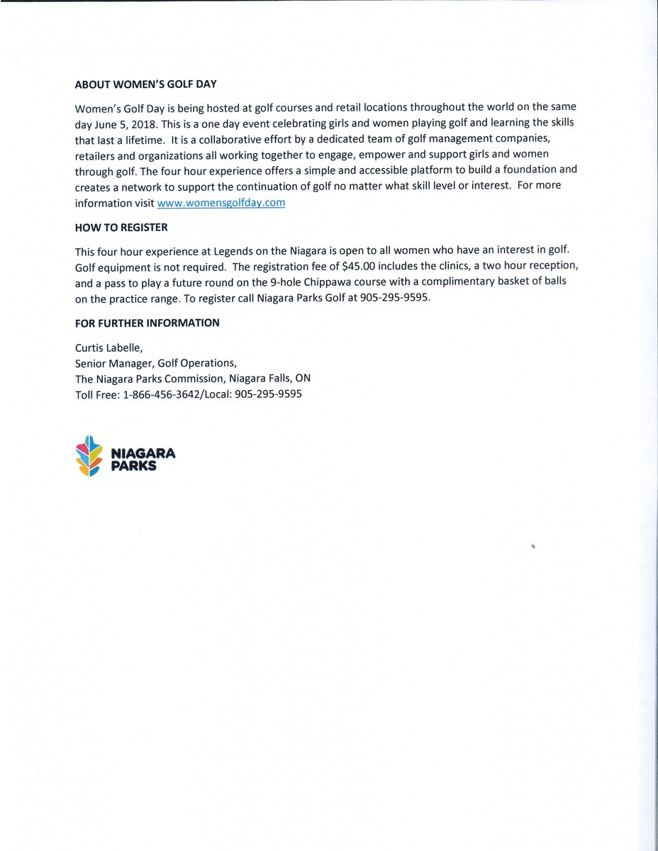 We are proud support <a href="/womensgolfday/">Women's Golf Day</a> on Tuesday, June 5th, with an event at our Legends Academy, hosted by <a href="/CGHF/">Canadian Golf Hall Fame and Museum</a> members <a href="/MarleneStreit/">Marlene Streit</a>, Sandra Post and Cathy Sherk!
Time: 1pm - 5pm
Cost: $45 includes a 2 hour clinic with our hosts &amp; 2 hour reception.
Call 905-295-9595 to register