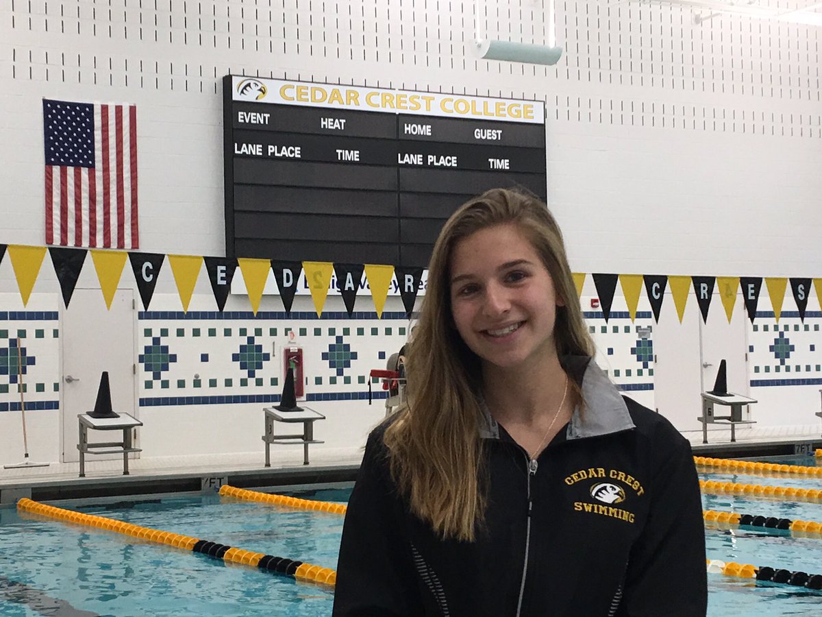 CCCSwimAndDive's tweet photo. Congratulations to one of our newest alumni Tiffany Cuth for winning the Nellie Manges Award this past weekend for graduating with the highest GPA by a Student-Athlete! #Congrats #Alumni #Swimming #Falcons #CedarCrestCollege 👩‍🎓🏊🏻‍♀️👏🏻 https://t.co/TjbKf1uZjU