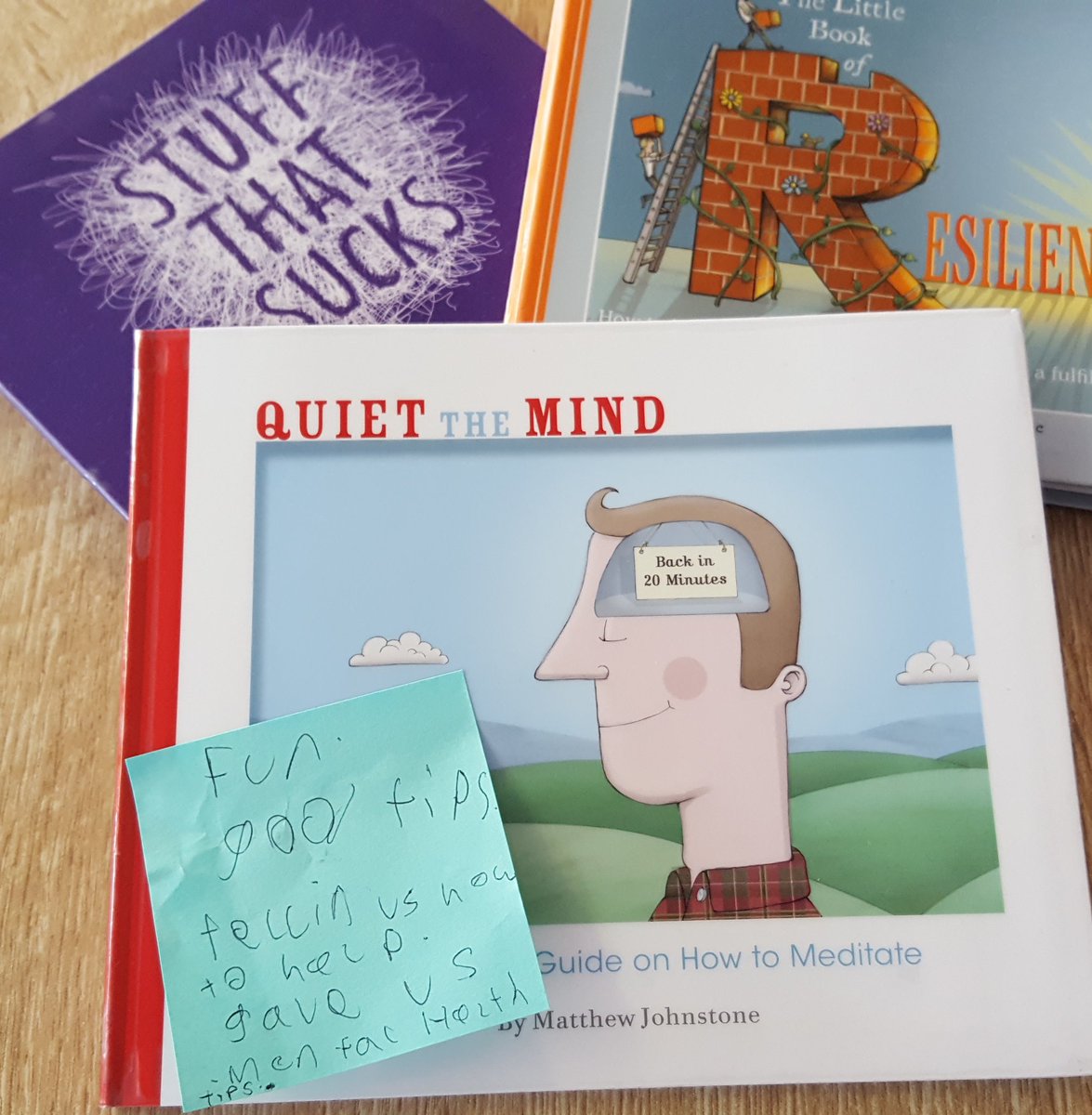 HarlawLibrary's tweet photo. S1 class first to read and discuss new #shelfhelp books which arrived just in time for #MentalHealthAwarenessWeek #accshelfhelp #slif https://t.co/HqHXht5GCj
