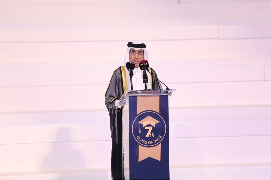 CommunityCQ's tweet photo. الدكتور إبراهيم النعيمي رئيس #كلية_المجتمع_في_قطر يلقي كلمته للخريجين والخريجات والحضور الكريم. #قطر
Dr. Ibrahim Al-Naimi, President of the Community College of Qatar, deliver the commencement address. #CCQgrad18 #Qatar https://t.co/1ExMobAobA