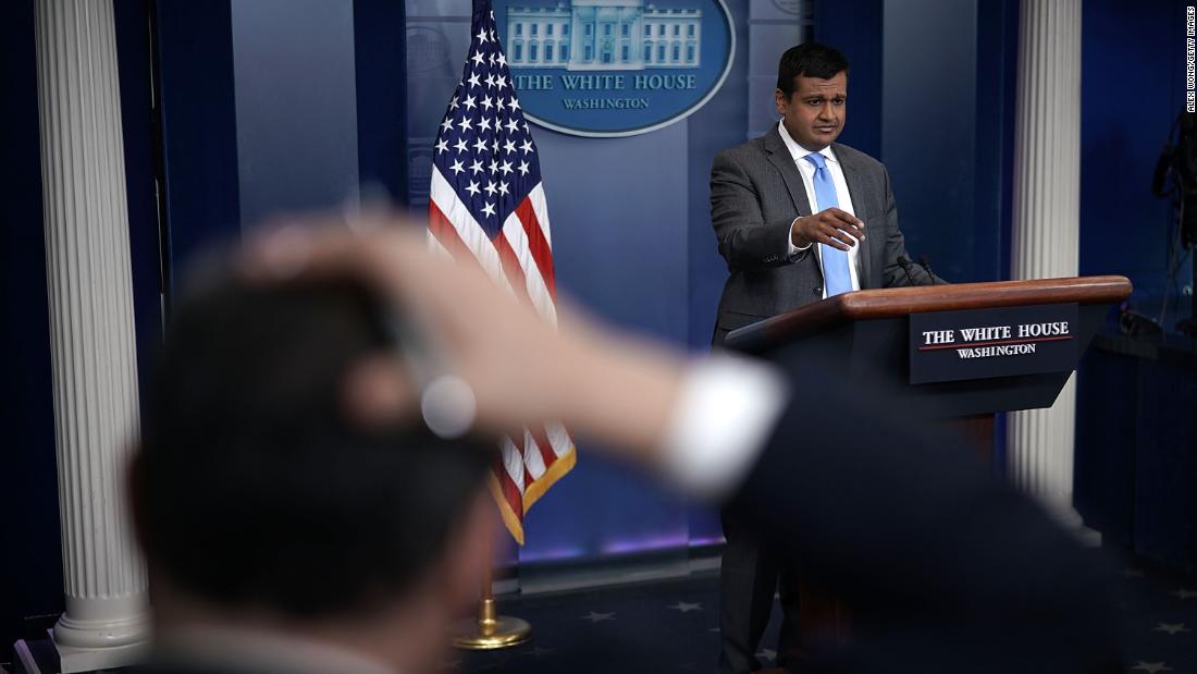 cnnbrk's tweet photo. White House briefing with deputy press secretary Raj Shah. Watch CNN https://t.co/cDhamI1PRt https://t.co/dOwLEfQf7K