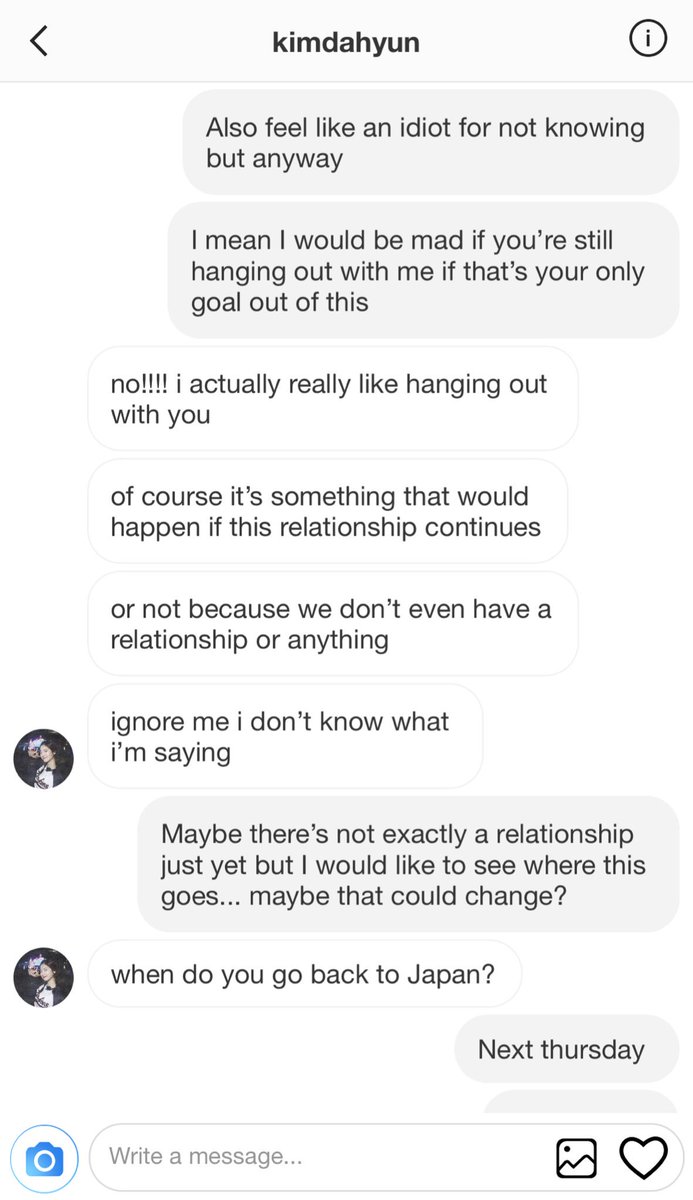 “Thank you,” Sana said with a genuine smile. “I would understand if you’re uncomfortable with the attention, I can leave you alone-““Don’t worry, I don’t mind. I like being around you.”“I like being around you too,” Sana whispered out. “Recommend me some good food from here?”