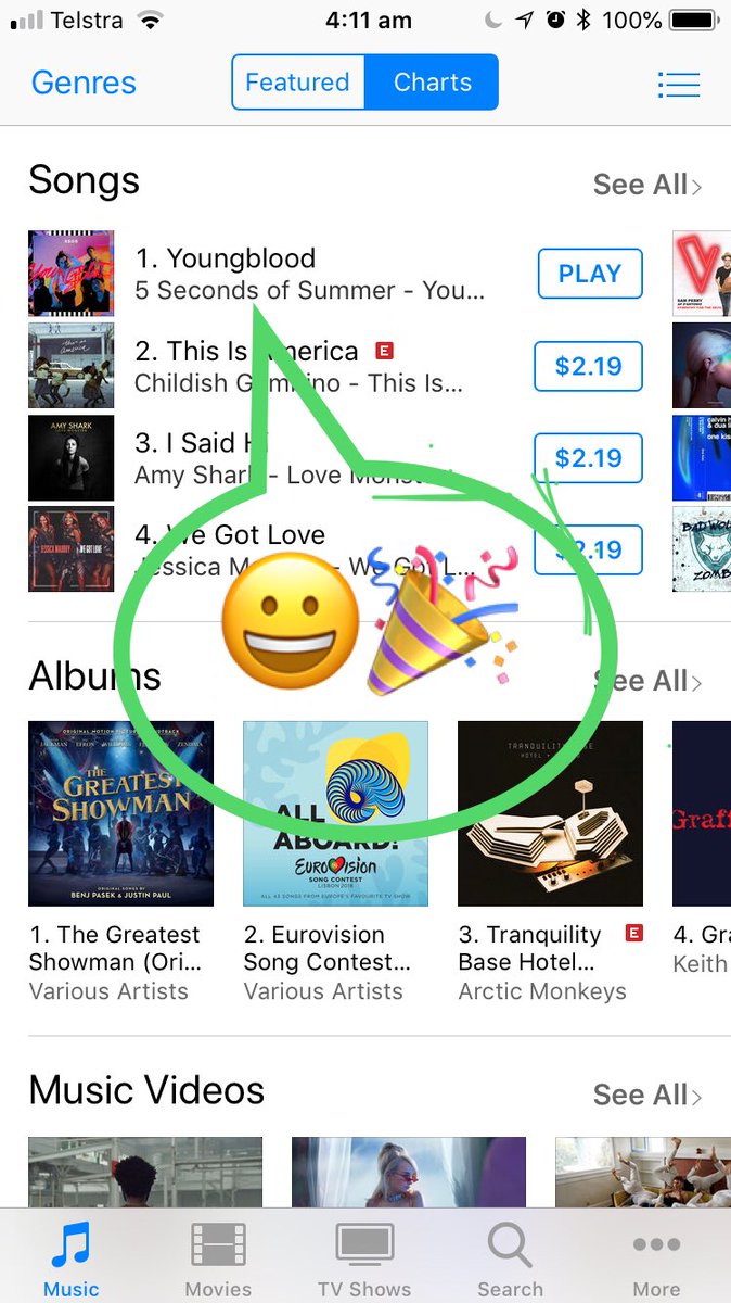 lizhem65's tweet photo. Go the Aussies showing @5SOS some love. Young Blood number 1 on #itunes #youngblood #5sos #number1 https://t.co/YP5RYLQaY8