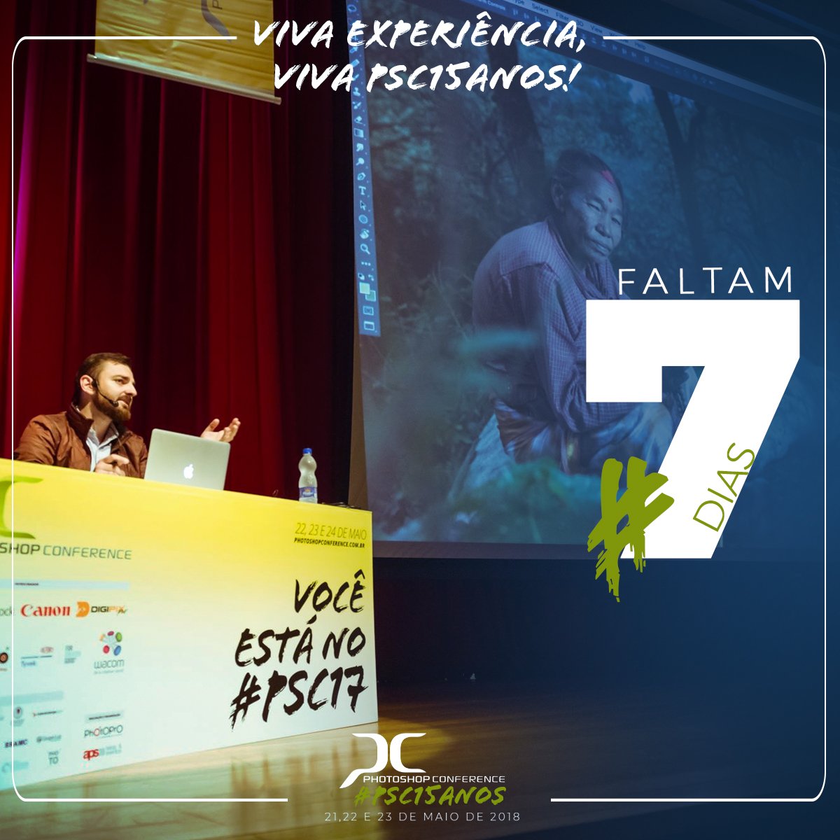 psconference's tweet photo. 3..2..1.. Estamos na contagem regressiva!
Faltam apenas 7 dias para o Photoshop Conference #PSC15ANOS! https://t.co/t7BG8NsXo0