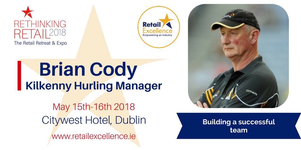 Join us for tomorrow's #RetailRetreat throw in when legendary <a href="/KilkennyCLG/">Kilkenny GAA</a> Manager, Brian Cody tells us all how he continues to build winning teams...Hear how you can do the same! Catch him on the Main Stage <a href="/RetailExIreland/">Retail Excellence Ireland</a> #RetailRetreat Citywest Hotel at 10:45