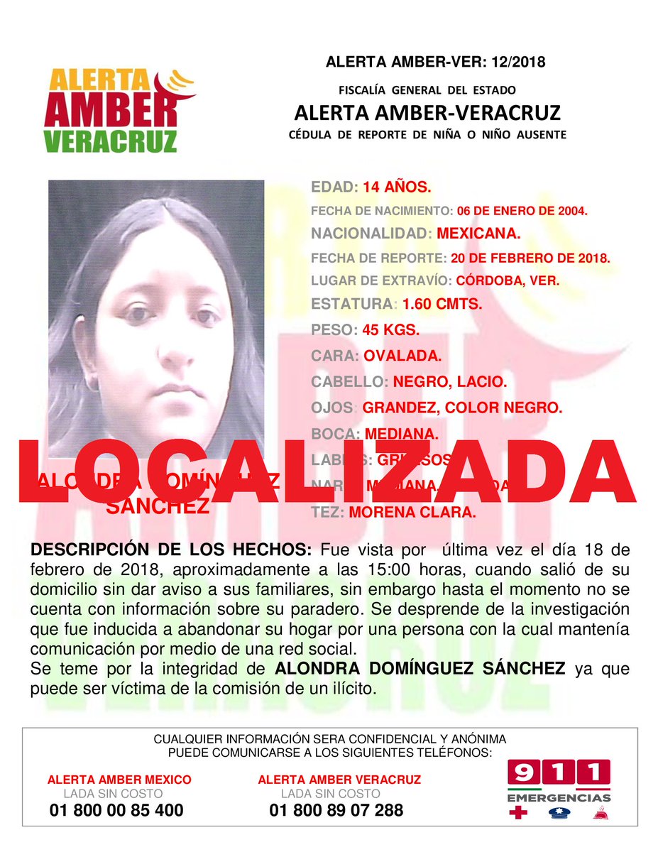 aamber_ver's tweet photo. #AAMBERVer agradece su apoyo y sus RT's, la adolescente ALONDRA DOMÍNGUEZ SÁNCHEZ ya fue LOCALIZADA #Córdoba https://t.co/4TW856dN8Y