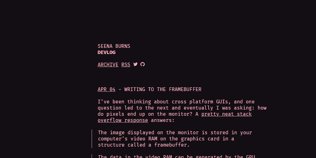 taswarbhatti's tweet image. #Writing To The #Framebuffer graphics programming | bit.ly/2GZBUTv