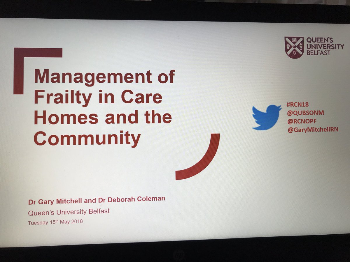 GaryMitchellRN's tweet photo. Looking forward to co-presenting with @QUBSONM colleague Dr Debrah Coleman @theRCN Congress tomorrow morning.  Join @RCNOPF from 8am-8:45am in Room 2A where we’ll be discussing #Frailty in #CareHomes and the #Community (Coffee ☕️ &amp; Croissants 🥐 for all attendees! 😉)
#RCN18 https://t.co/beyarzU3ji