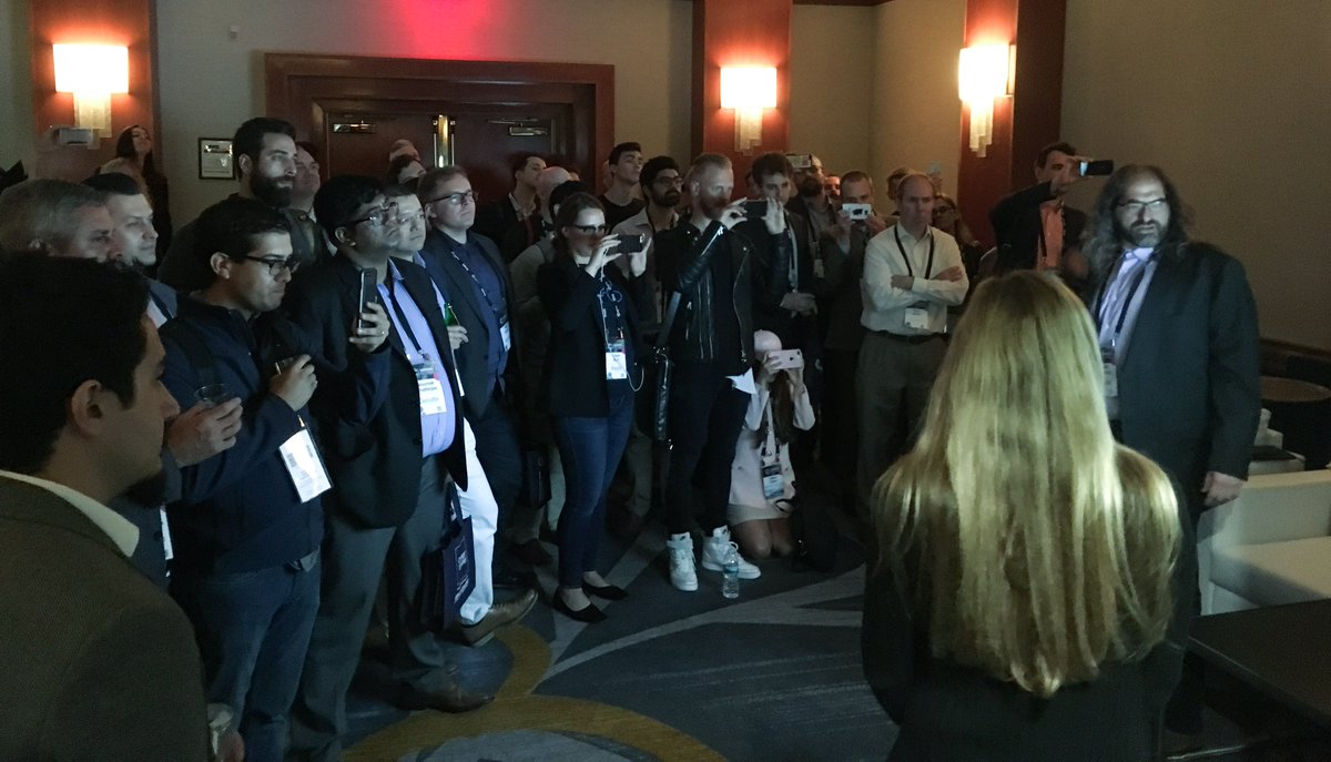Ripple's tweet photo. Standing room only at @JoelKatz's live demo of 1st #xRapid payment! #Consensus2018 https://t.co/n9Ezd6WKu6