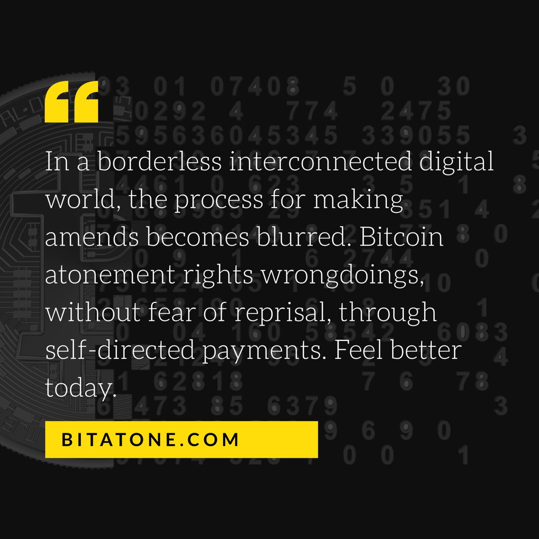 #BitAtone #Bitcoin #Litecoin #Ethereum #Digital #Blockchain #Atonement #Payments #Apple #Google #IBM #Banking #CRYPTO #Decentralized #FeelBetterToday