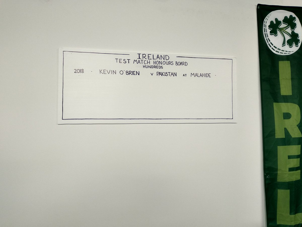 Ireland officially have a Test Match honours board and Kevin O'Brien becomes the first name to grace it here at Malahide Cricket Club
