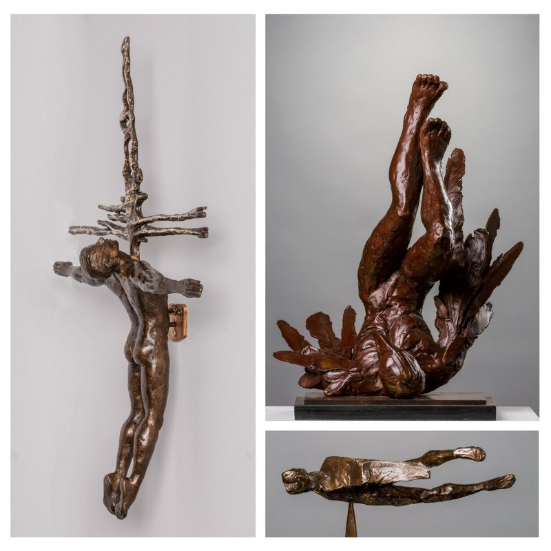 dentonsculpture's tweet photo. Our Burning Ambition exhibition includes 16 new bronze sculpture and 21 drawings dedicated to the story of Icarus. It will be held 30 years after Kate’s first ever Icarus drawing! #sculptures #art #gallery #drawing #lavenham #icarus #exhibition https://t.co/MOZL9aRERf